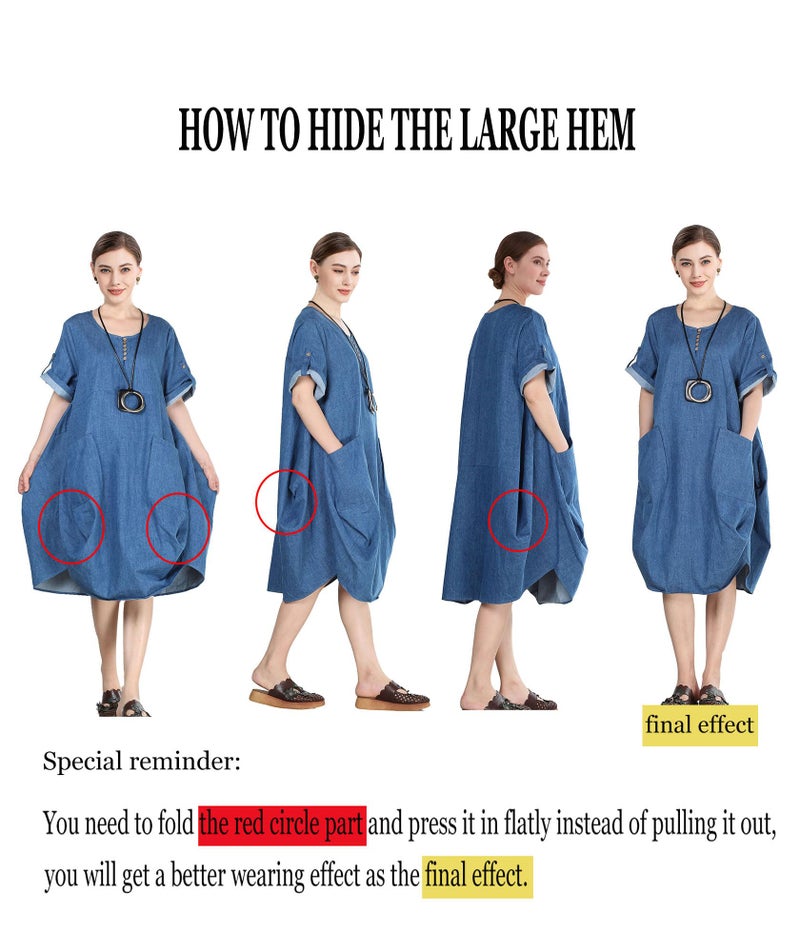 Minibee Women's Ruffle Oversize Casual Midi Dresses with Pockets (L, Denim Blue) - Image 5